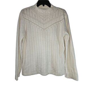 G.H. BASS Cream Intricate Feminine Cuddly Soft Pullover Sweater Large